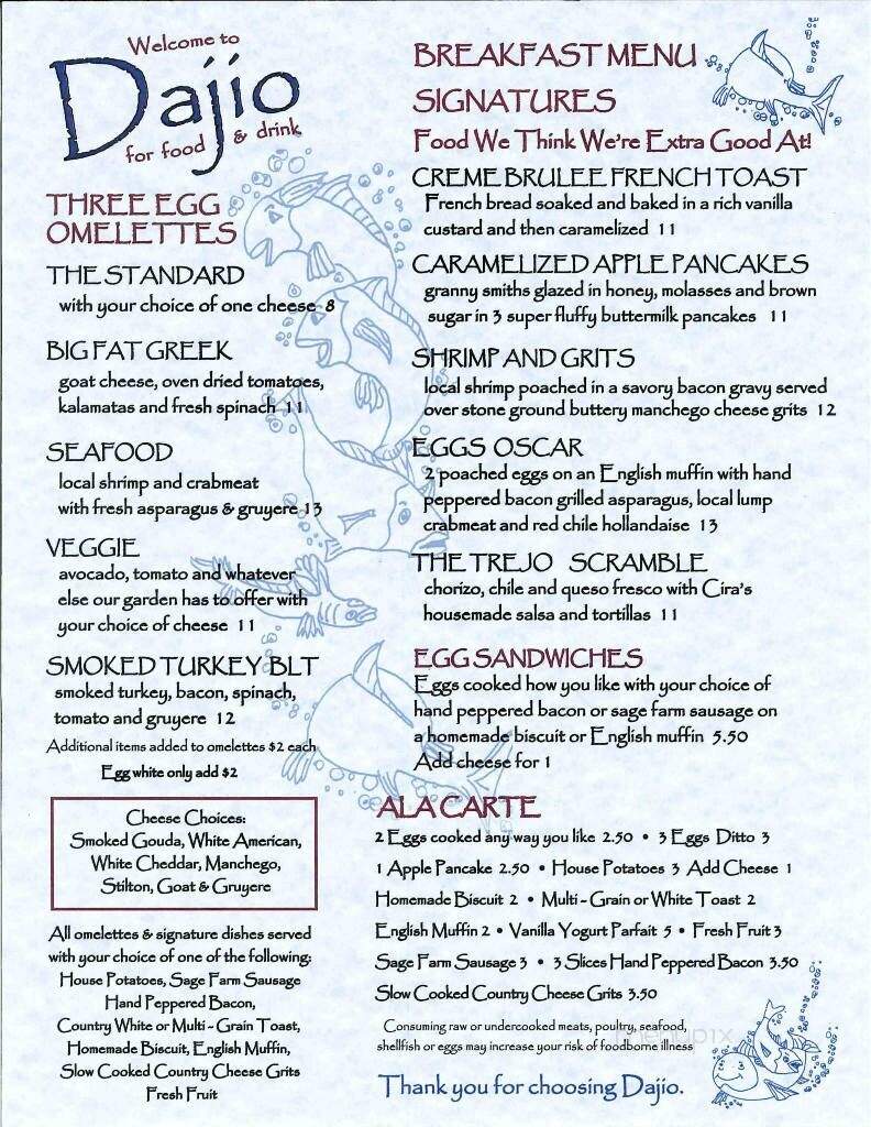 Dajio - Ocracoke, NC menu_pic