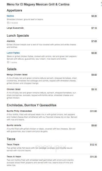 El Maguey - Bartlesville, OK menu_pic
