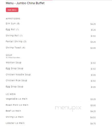 Jumbo China Buffet - Hazleton, PA menu_pic