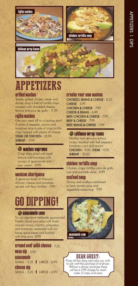 Leon Mexican Cuisine - Greenwood, IN menu_pic
