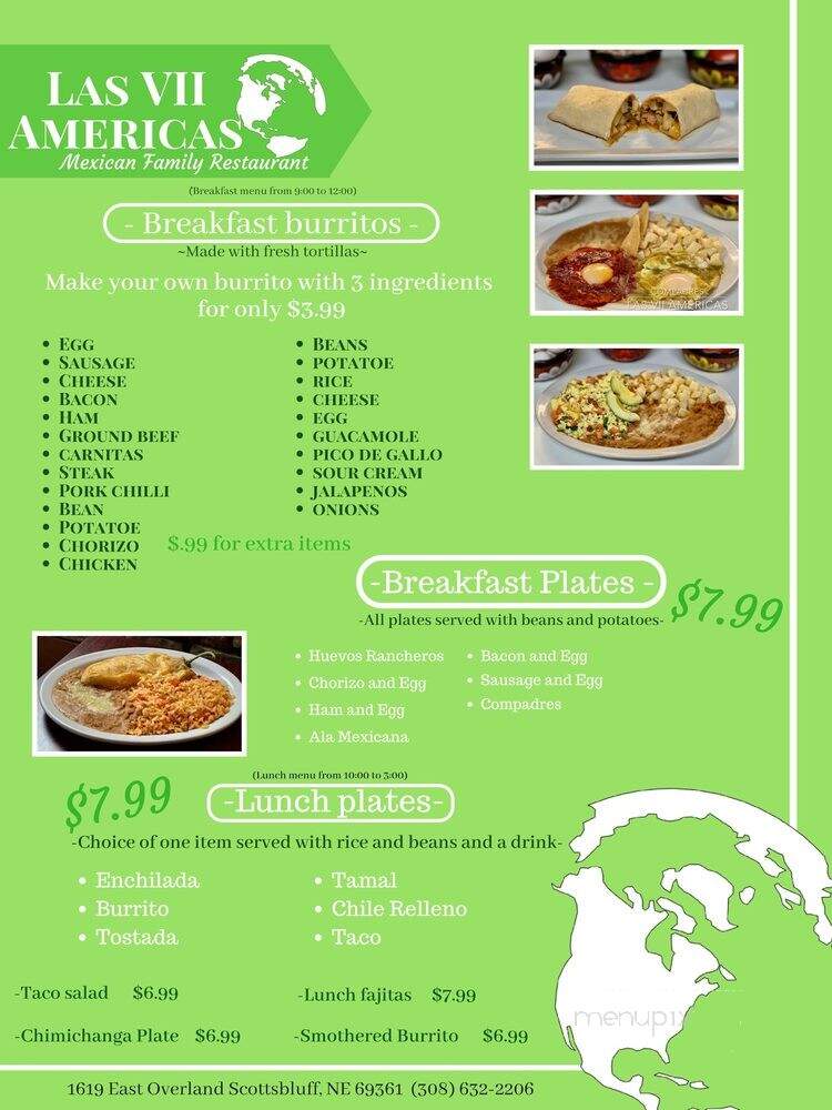 Las VII Americas - Scottsbluff, NE menu_pic