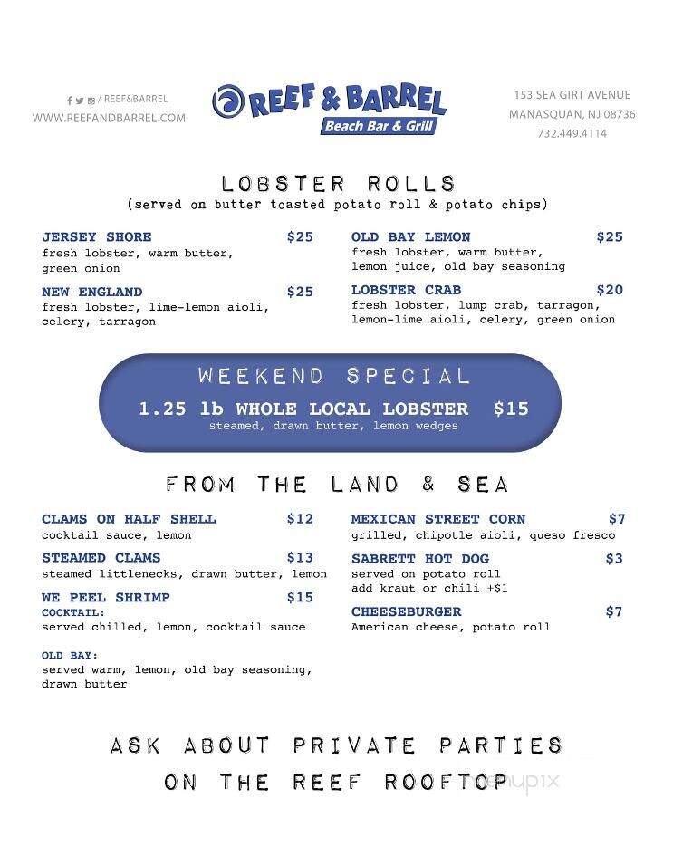 Reef and Barrel - Manasquan, NJ menu_pic