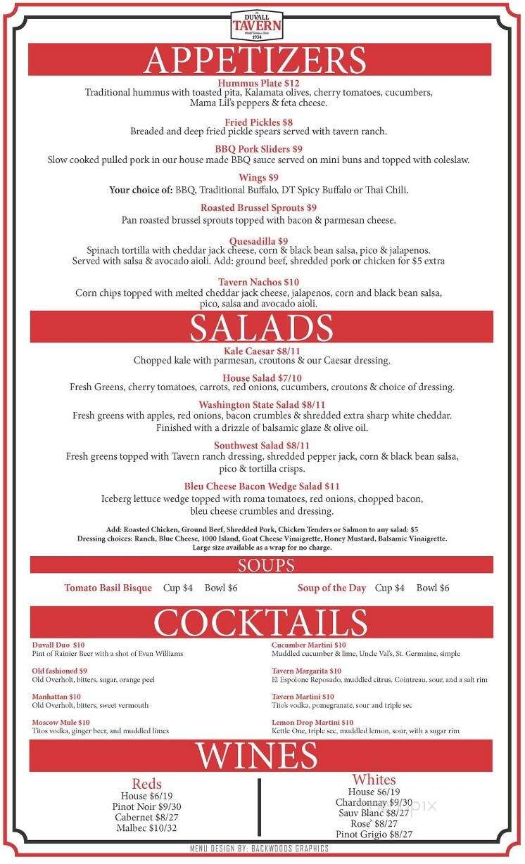Duvall Tavern - Duvall, WA menu_pic
