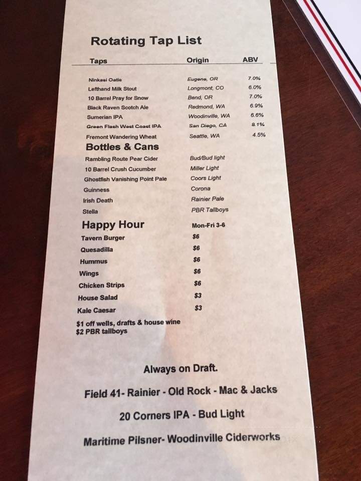 Duvall Tavern - Duvall, WA menu_pic