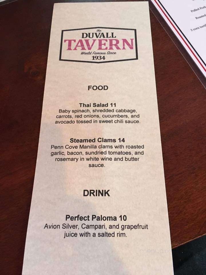 Duvall Tavern - Duvall, WA menu_pic