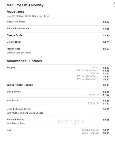 Little Norway Bar & Grill - Scandinavia, WI menu_pic