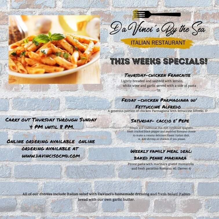 Davinci's By the Sea - Ocean City, MD menu_pic