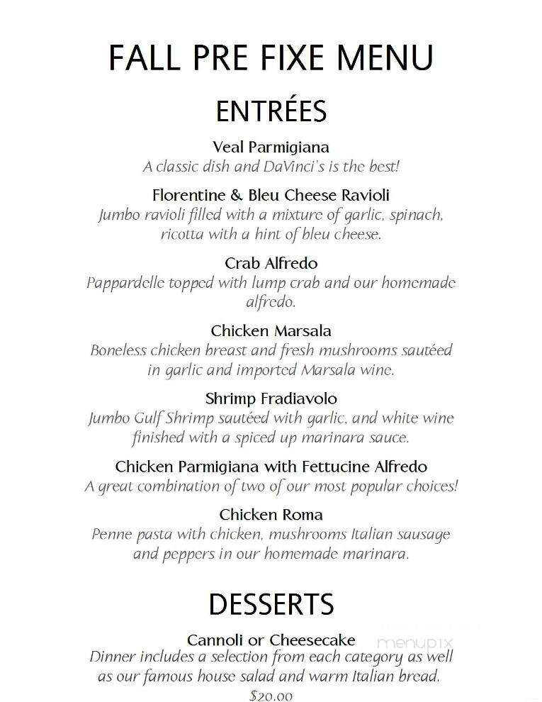 Davinci's By the Sea - Ocean City, MD menu_pic