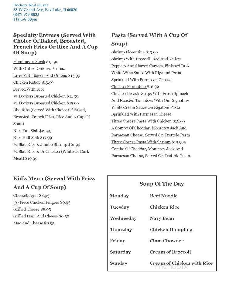 Dockers - Fox Lake, IL menu_pic