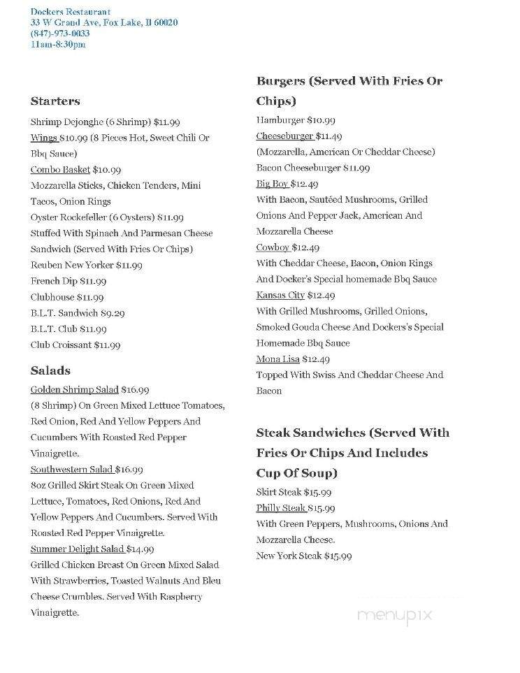 Dockers - Fox Lake, IL menu_pic