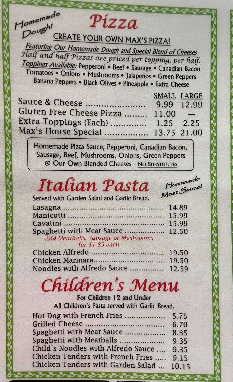 Max's Pizza - Surf City, NC menu_pic