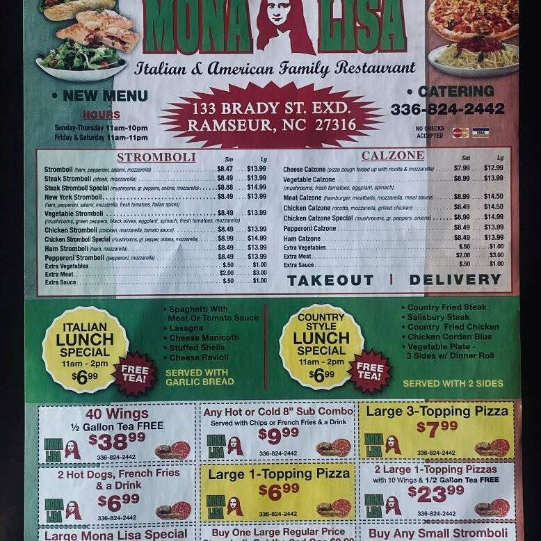 Mona Lisa Italian & American - Ramseur, NC menu_pic