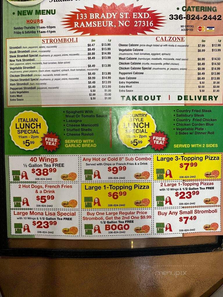 Mona Lisa Italian & American - Ramseur, NC menu_pic