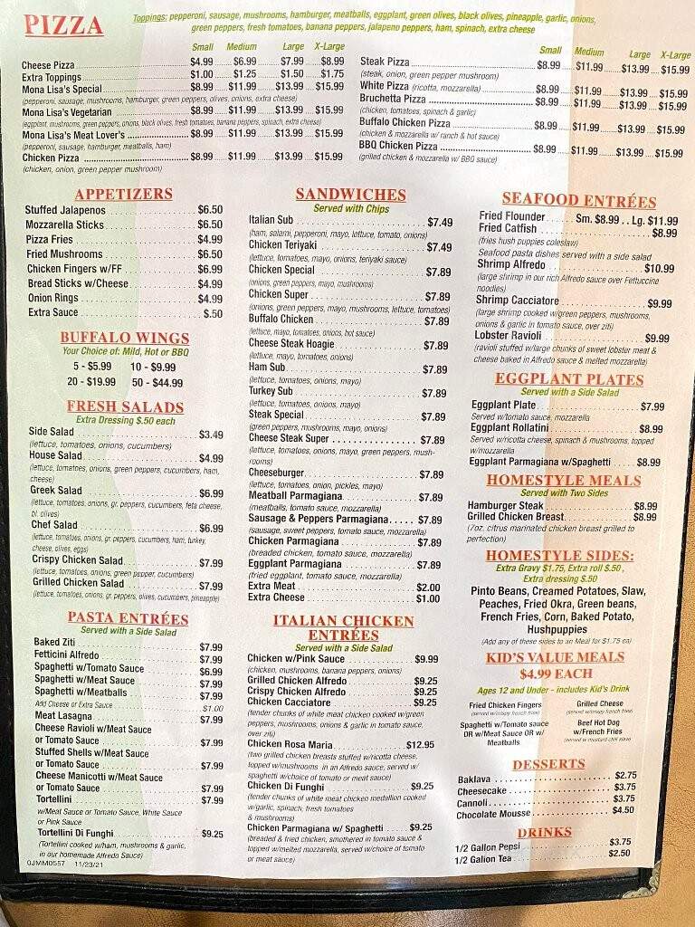 Mona Lisa Italian & American - Ramseur, NC menu_pic