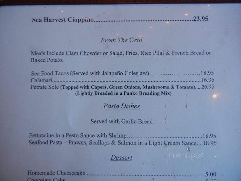Sea Harvest Fish Market - Carmel, CA menu_pic