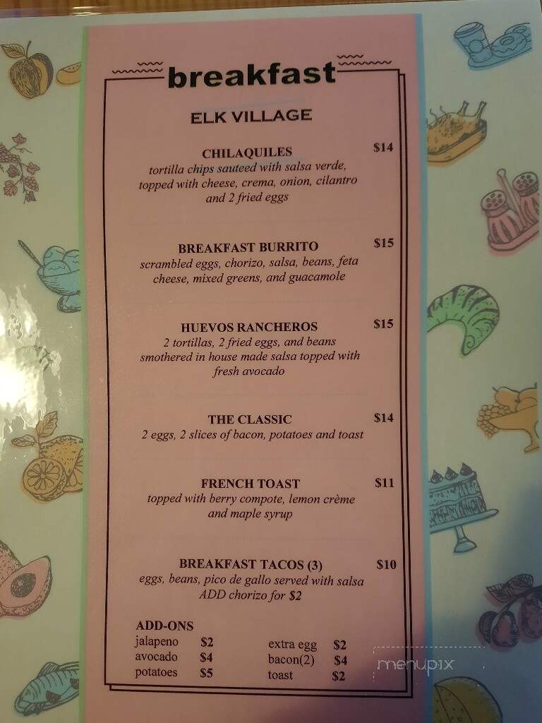 Elk Village Restaurant - Jasper, AB menu_pic
