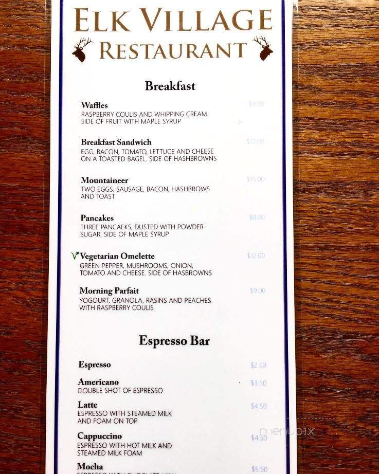 Elk Village Restaurant - Jasper, AB menu_pic