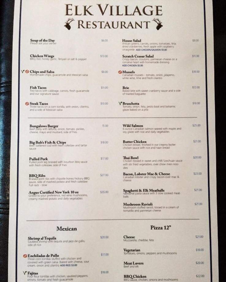 Elk Village Restaurant - Jasper, AB menu_pic