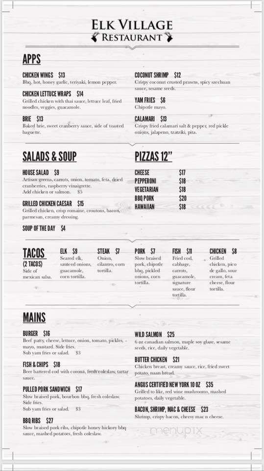 Elk Village Restaurant - Jasper, AB menu_pic