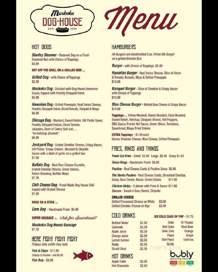Muskoka Dog House - Huntsville, ON menu_pic