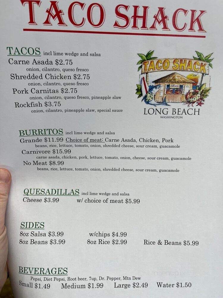 Taco Shack - Long Beach, WA menu_pic