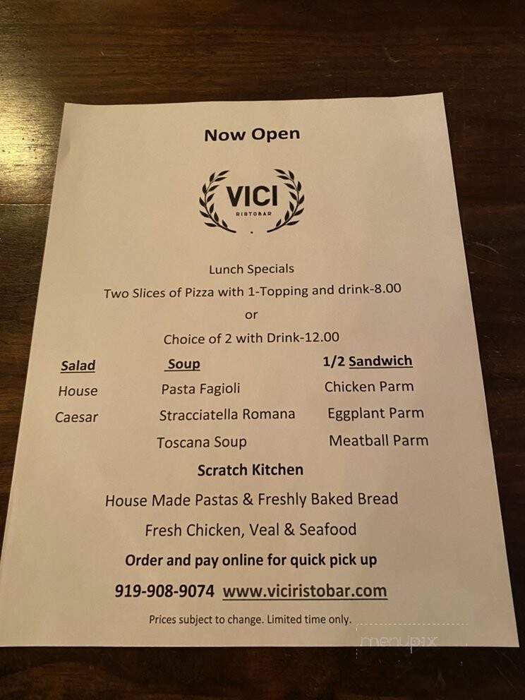 Vici Ristobar - Durham, NC menu_pic