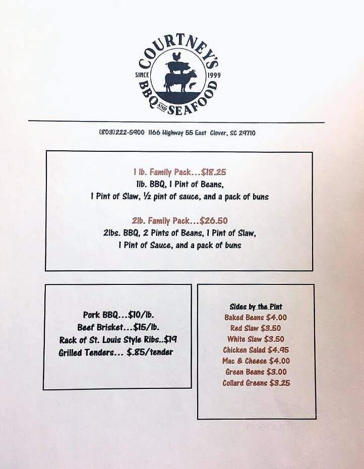 Courtney's BBQ - Clover, SC menu_pic