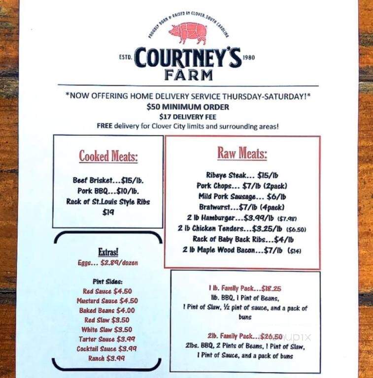 Courtney's BBQ - Clover, SC menu_pic