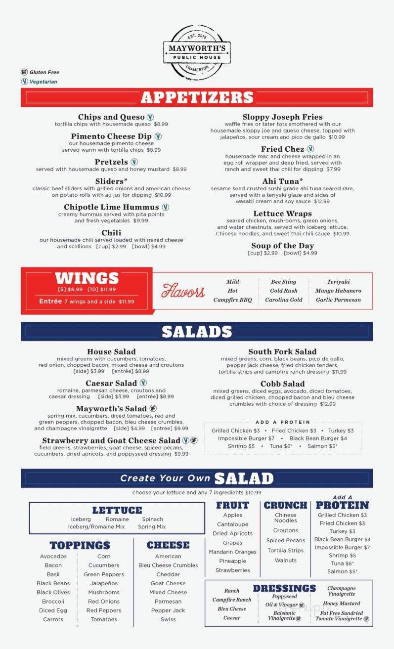 Mayworth Public House - Cramerton, NC menu_pic