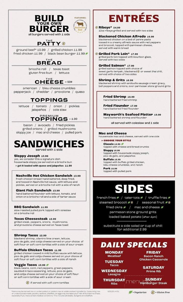 Mayworth Public House - Cramerton, NC menu_pic