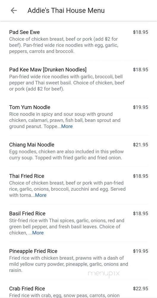 Addie's Thai House - Chesterfield, MO menu_pic