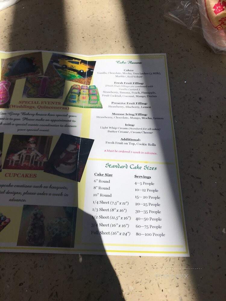 Kien Giang Bakery - Los Angeles, CA menu_pic