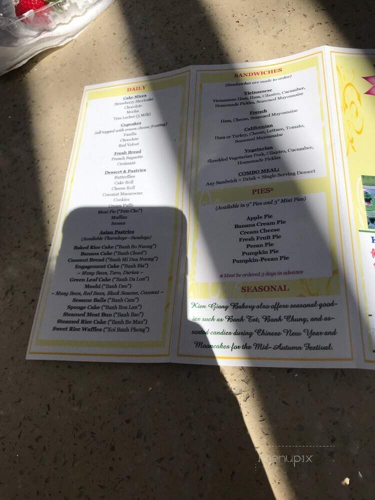 Kien Giang Bakery - Los Angeles, CA menu_pic