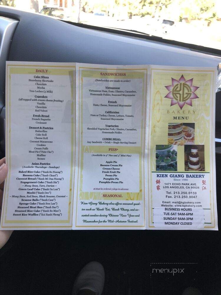 Kien Giang Bakery - Los Angeles, CA menu_pic