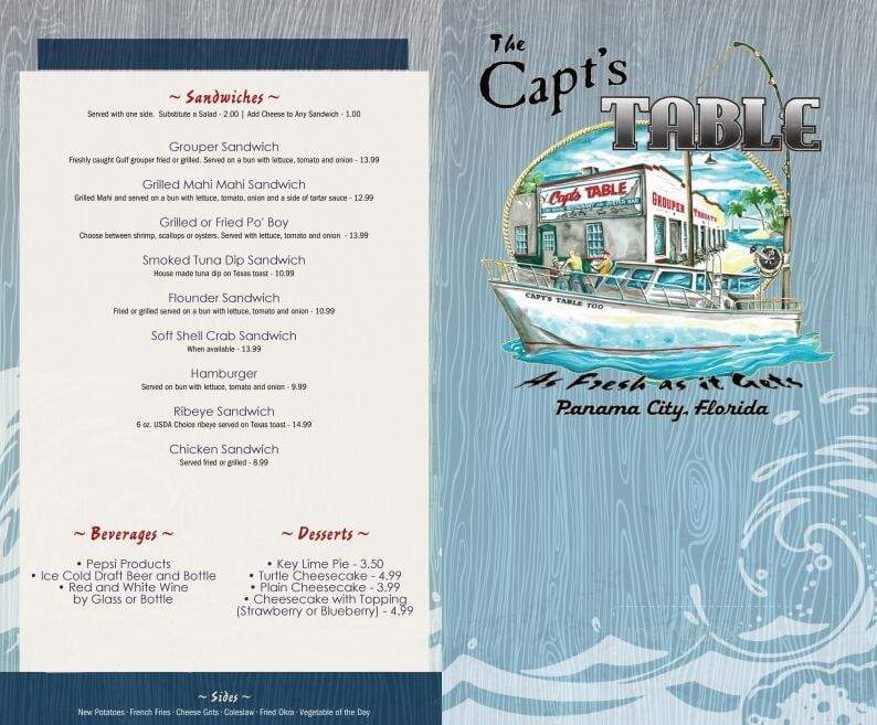 Captain's Table - Panama City, FL menu_pic