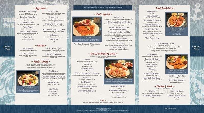 Captain's Table - Panama City, FL menu_pic