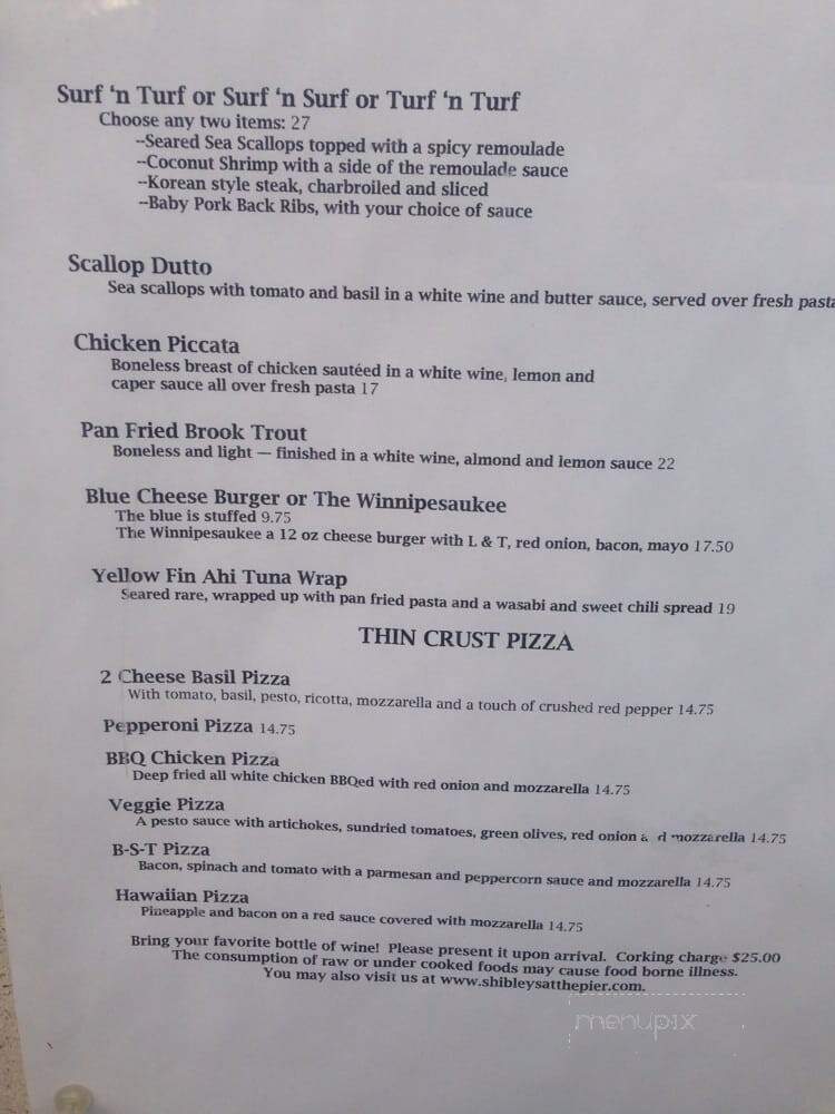 Shibley's At The Pier - Alton Bay, NH menu_pic
