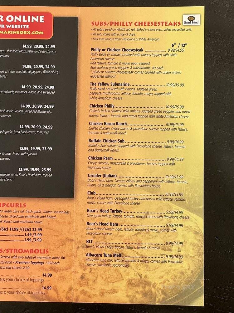 Yellow Submarine - Nags Head, NC menu_pic