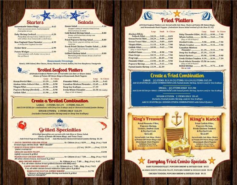 King Of The Sea Seafood - Statesville, NC menu_pic