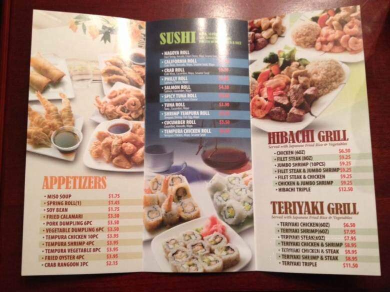 Nagoya - Clover, SC menu_pic