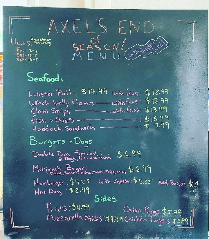 Axel's Food & Ice Cream - Merrimack, NH menu_pic