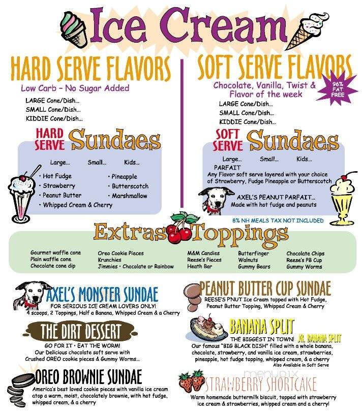 Axel's Food & Ice Cream - Merrimack, NH menu_pic