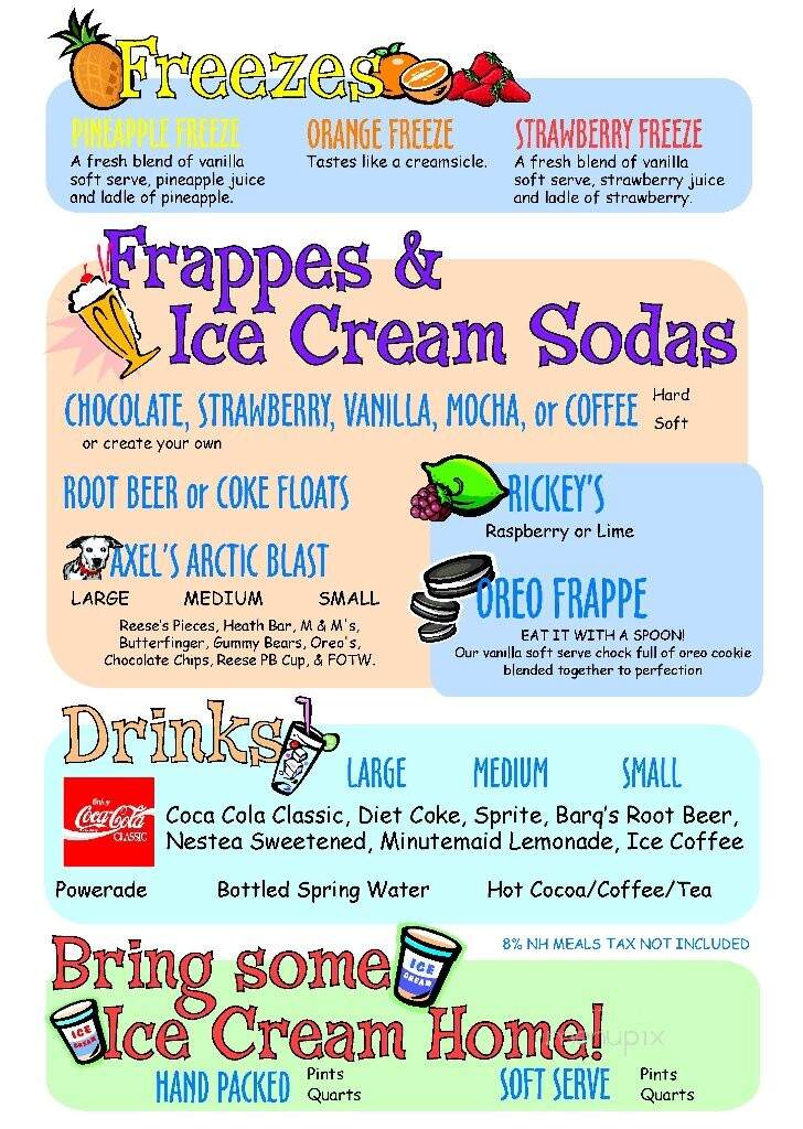 Axel's Food & Ice Cream - Merrimack, NH menu_pic