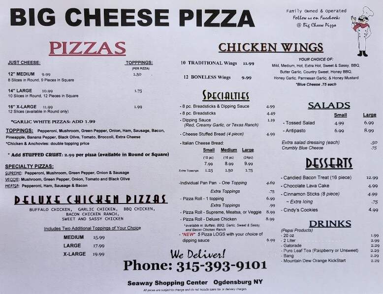 Big Cheese Pizza - Ogdensburg, NY menu_pic