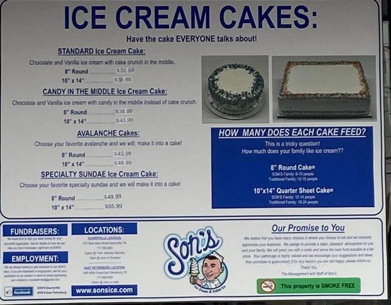 Son's Italian Ice - Quarryville, PA menu_pic