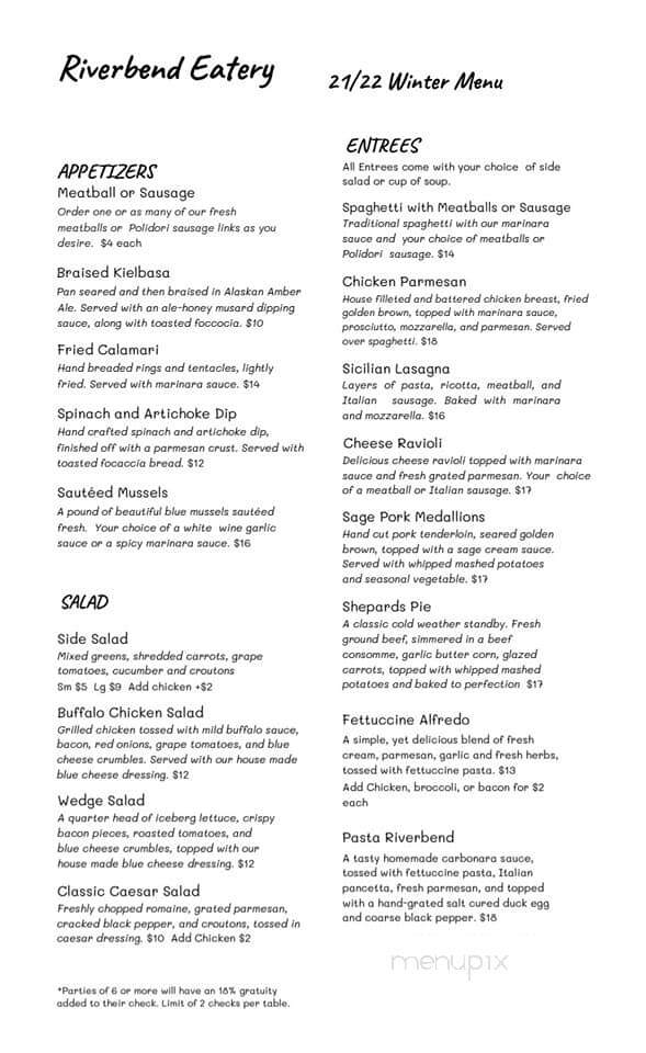 River Bend Eatery - Bailey, CO menu_pic