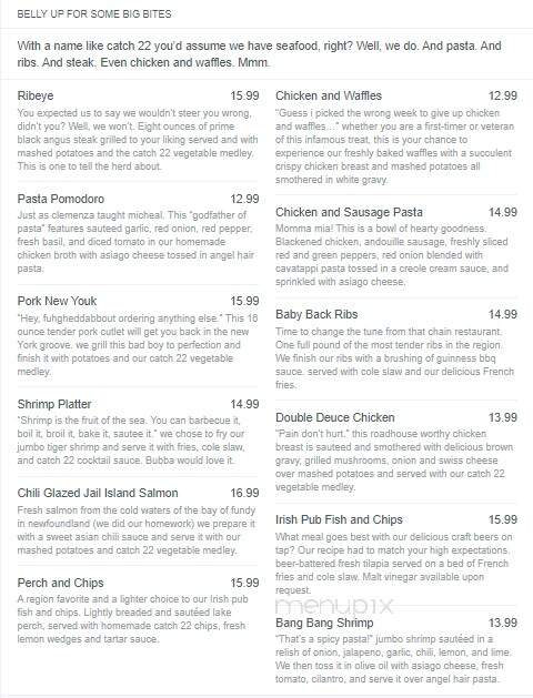 Catch 22 - Merrillville, IN menu_pic