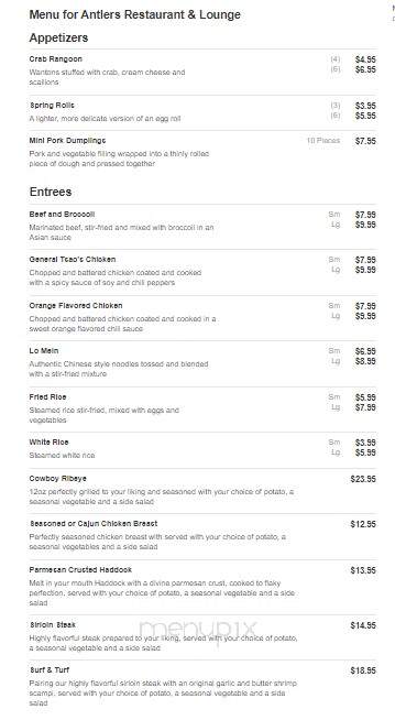 Antlers Restaurant & Lounge - Newcastle, WY menu_pic