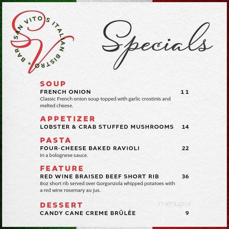 San Vito's Italian Bistro & Bar - Crystal Beach, ON menu_pic