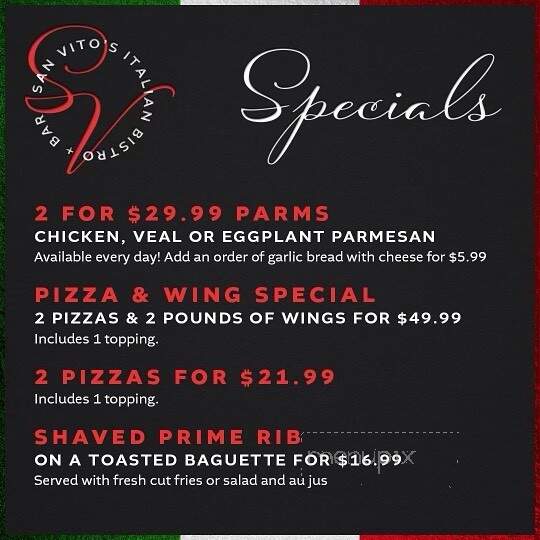 San Vito's Italian Bistro & Bar - Crystal Beach, ON menu_pic